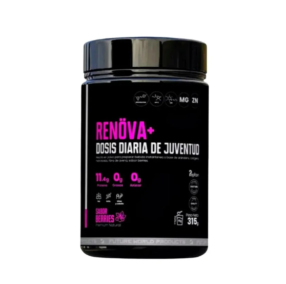 ✨ ¡Descubre RENOVA+! Tu dosis diaria de juventud en un delicioso sabor a berries. ✨